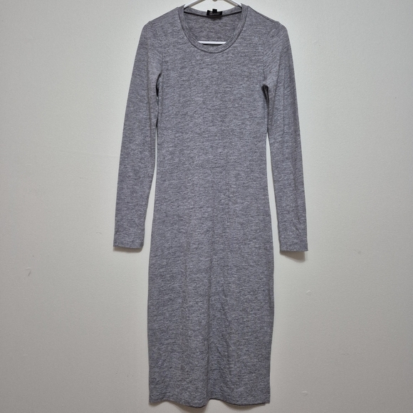 Wilfred Free Women’s Neutral Minimalist Grey Long Sleeve Midi Dress – Size Small - Picture 2 of 5